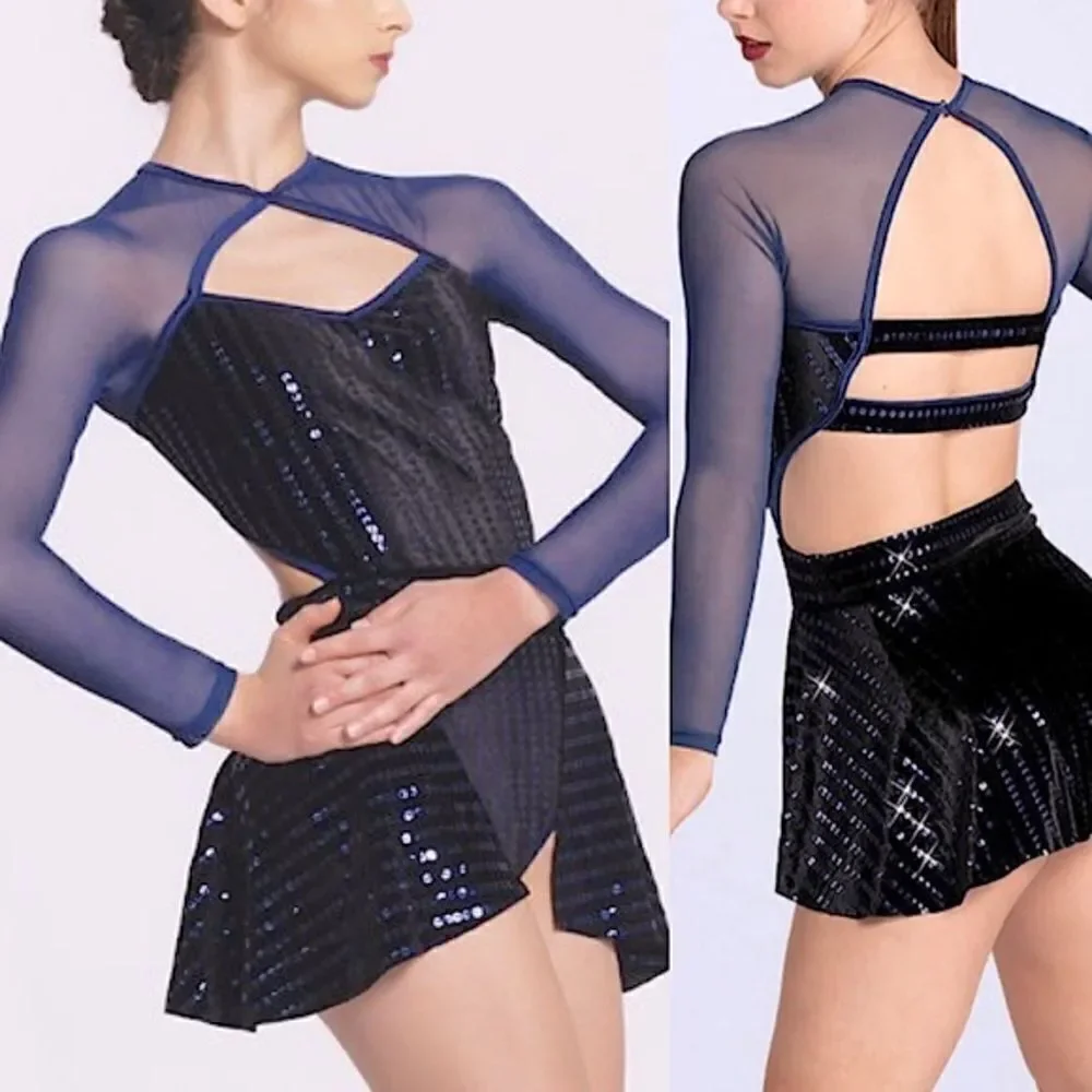 Weissman Elite dance costume contemporary blue velvet Need You Tonight D11810 MA